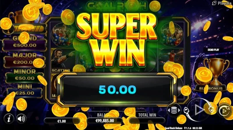 Goal Rush Deluxe - kemenangan super final dengan Grand Jackpot